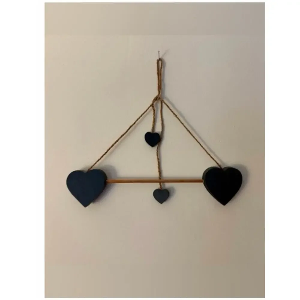 Vintage green metal heart-shaped wall sconce & green wood hearts 1990s